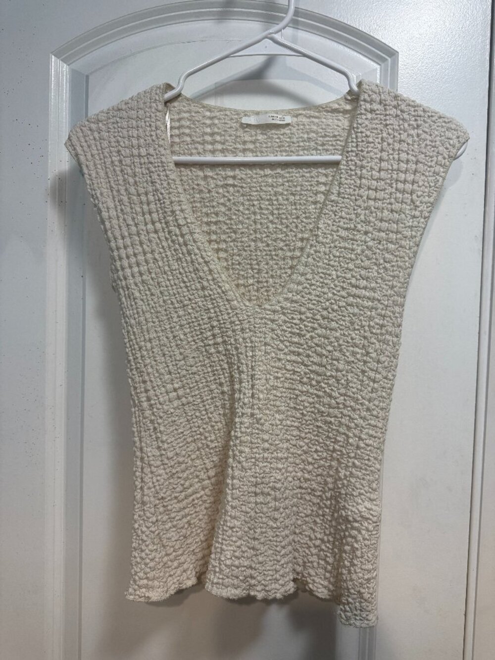 Zara Textured V-Neck Top